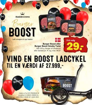thumbnail - Burger Boost eller Burger Boost Smoky Twist 300-350 g. Burger af oksebryst eller kalvebryst. Pr. kg. max. 96.67
