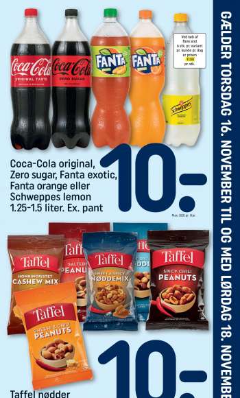thumbnail - Coca-Cola original, Zero sugar, Fanta exotic, Fanta orange eller Schweppes lemon 1.25-1.5 liter . Ex. pant