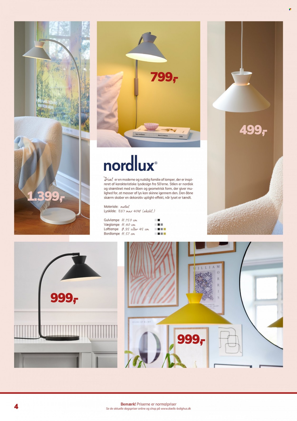 thumbnail - Daells Bolighus tilbud  - tilbudsprodukter - bordlampe, gulvlampe, loftlampe, Nordlux. Side 4.