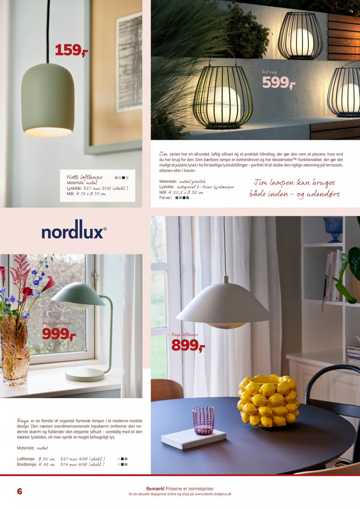 thumbnail - Daells Bolighus tilbud  - tilbudsprodukter - bordlampe, lampe, loftlampe. Side 6.