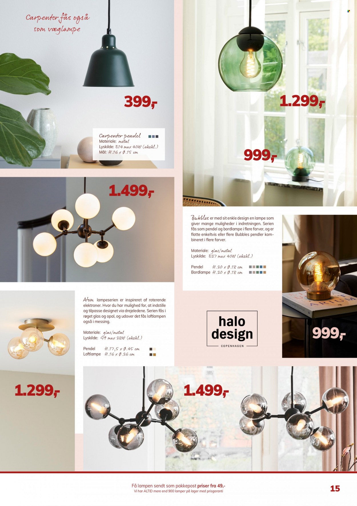 thumbnail - Daells Bolighus tilbud  - tilbudsprodukter - pendel, bordlampe, lampe, loftlampe. Side 15.