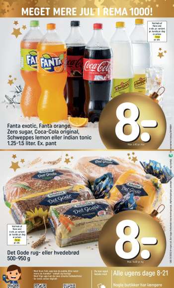 thumbnail - Fanta exotic, Fanta orange, Zero sugar, Coca-Cola original, Schweppes lemon eller indian tonic 1.25-1.5 liter. Ex. pant