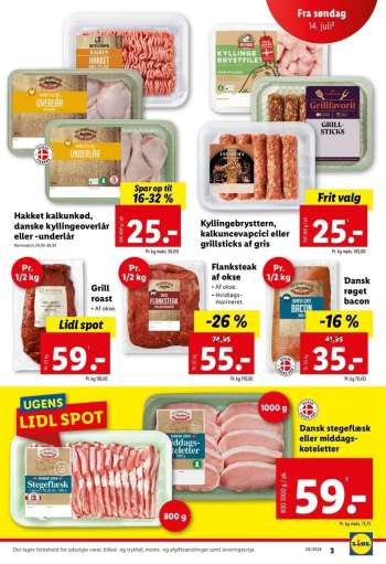 thumbnail - Hakket kalkunkød, danske kyllingeoverlår eller -underlår 500-800 g.
