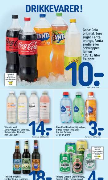 thumbnail - Blue Keld hindbær & jordbær, B'free lemon lime eller Ice tea fersken