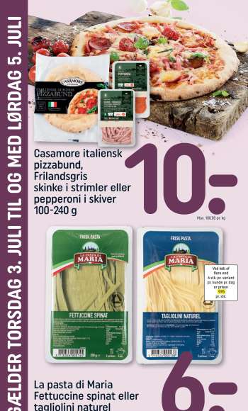 thumbnail - Casamore italiensk pizzabund, Frilandsgris skinke i strimler eller pepperoni i skiver