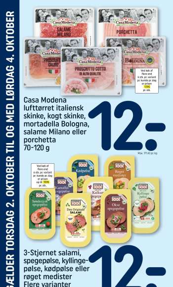 thumbnail - Casa Modena lufttørret italiensk skinke, kogt skinke, mortadella Bologna, salame Milano eller porchetta