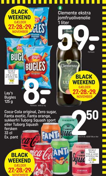 thumbnail - Coca-Cola original, Zero sugar, Fanta exotic, Fanta orange, sukkerfri Tuborg Squash sport eller Tuborg Squash fersken