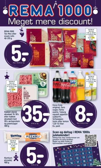 thumbnail - Coca-Cola original, Zero sugar, Fanta exotic, Tuborg squash appelsin sukkerfri, Schweppes tonic eller lemon