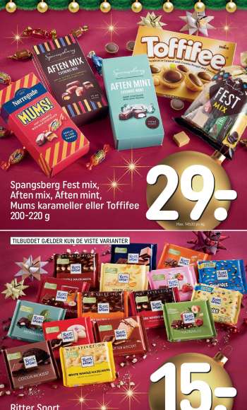 thumbnail - Spangsberg Fest mix, Aften mix, Aften mint, Mums karameller eller Toffifee