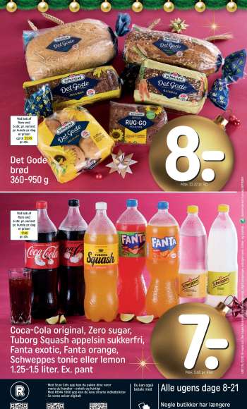 thumbnail - Coca-Cola original, Zero sugar, Tuborg Squash appelsin sukkerfri, Fanta exotic, Fanta orange, Schweppes tonic eller lemon