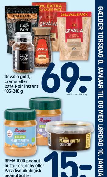 thumbnail - REMA 1000 peanut butter crunchy eller Paradiso økologisk peanutbutter