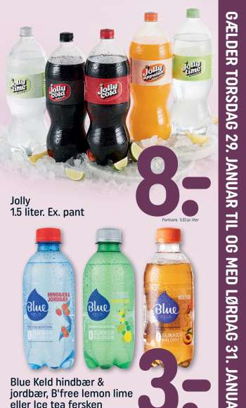 thumbnail - Blue Keld hindbær & jordbær, B'free lemon lime eller Ice tea fersken