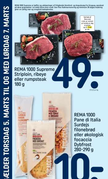 thumbnail - REMA 1000 Pane di Italia Surdejs filonebrød eller økologisk focaccia Dybfrost