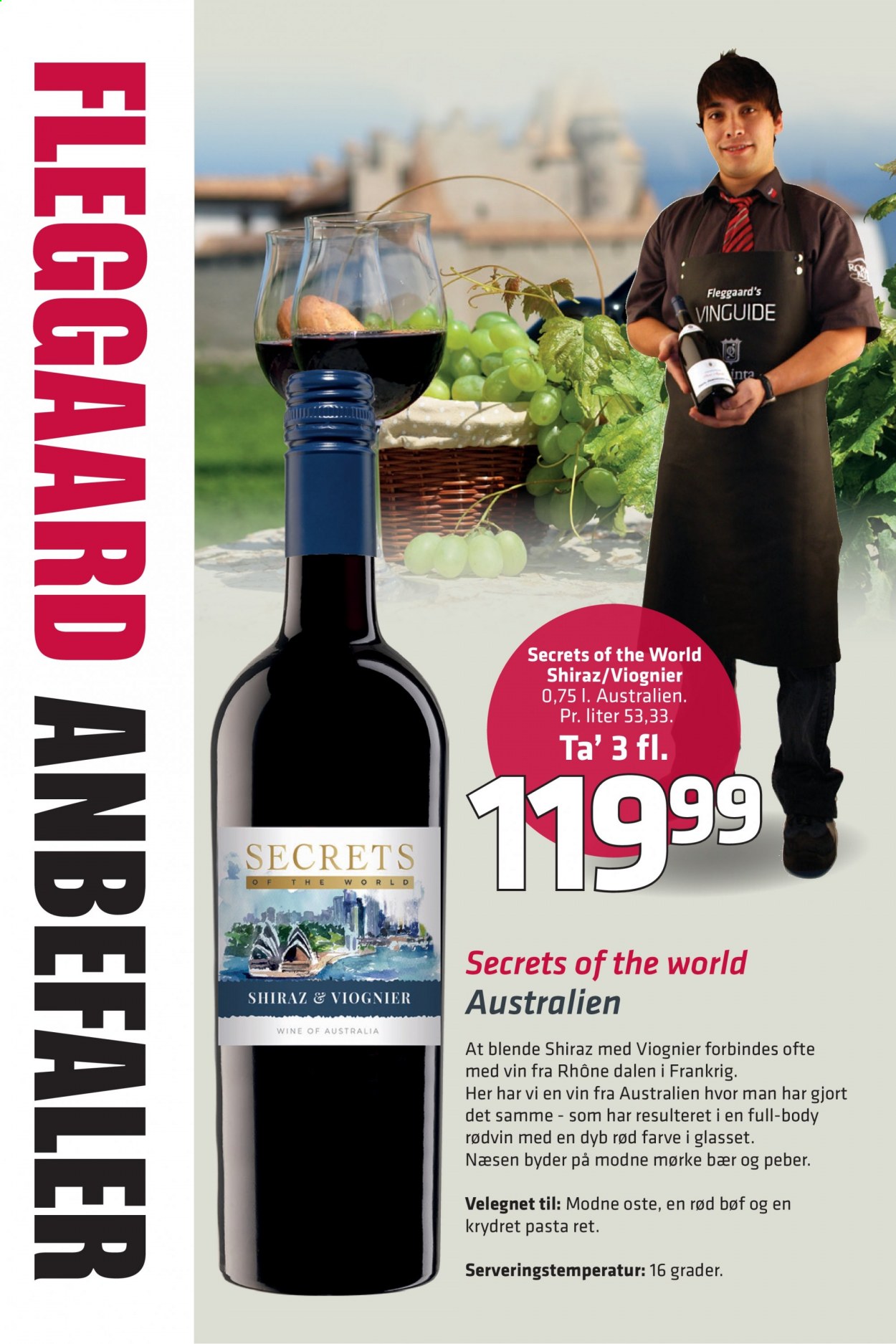 thumbnail - Fleggaard tilbud  - tilbudsprodukter - pasta, rødvin, vin. Side 15.