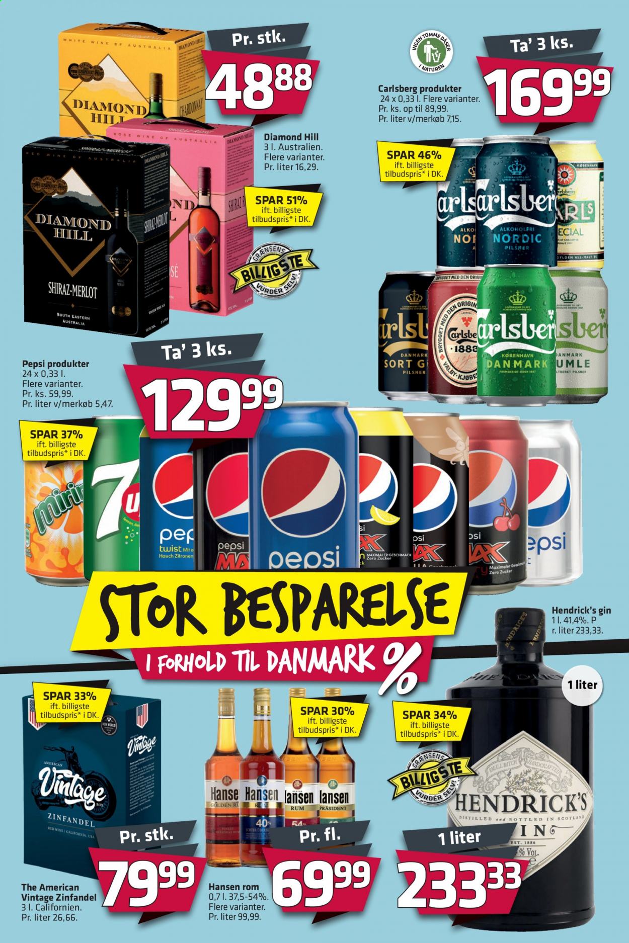 thumbnail - Fleggaard tilbud  - 24.2.2021 - 9.3.2021 - tilbudsprodukter - Carlsberg, Pepsi, Merlot, Zinfandel, gin, rom. Side 4.