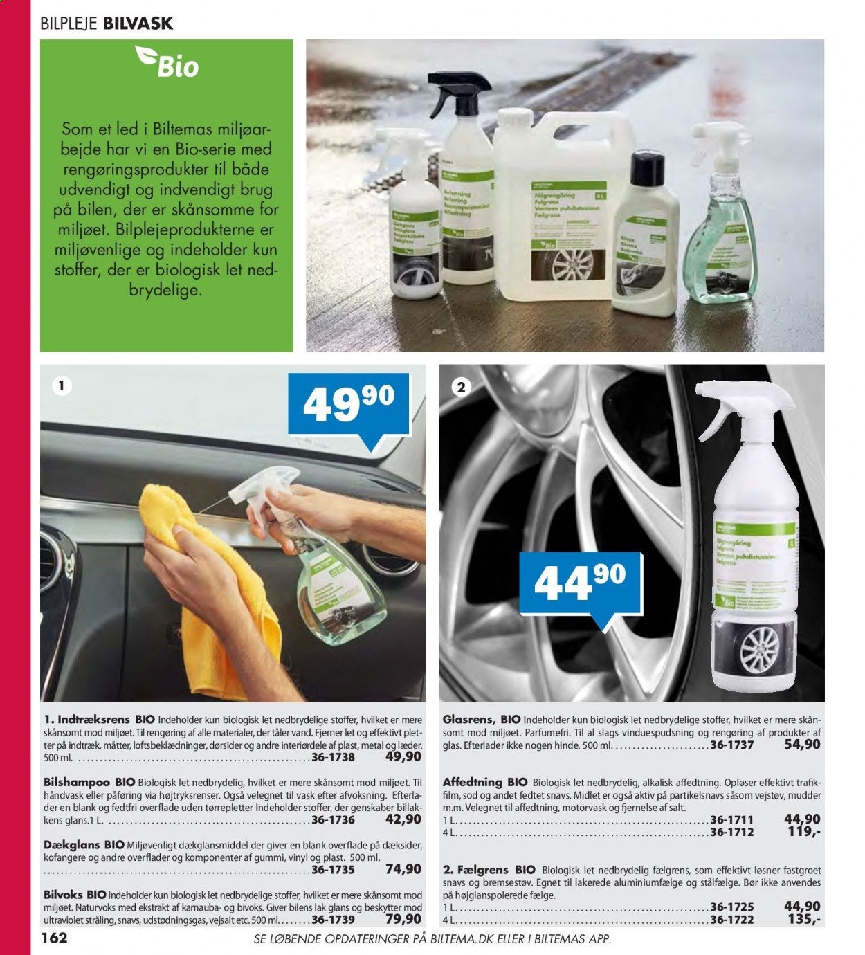 thumbnail - Biltema tilbud  - tilbudsprodukter - glas, højtryksrenser, bilshampoo. Side 162.