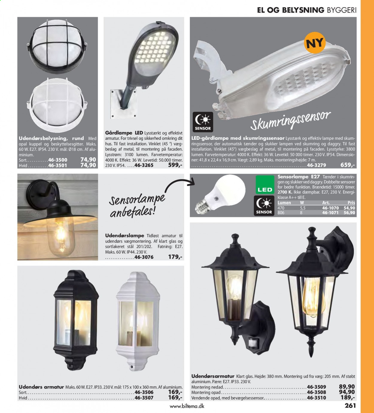 thumbnail - Biltema tilbud  - tilbudsprodukter - lampe. Side 261.