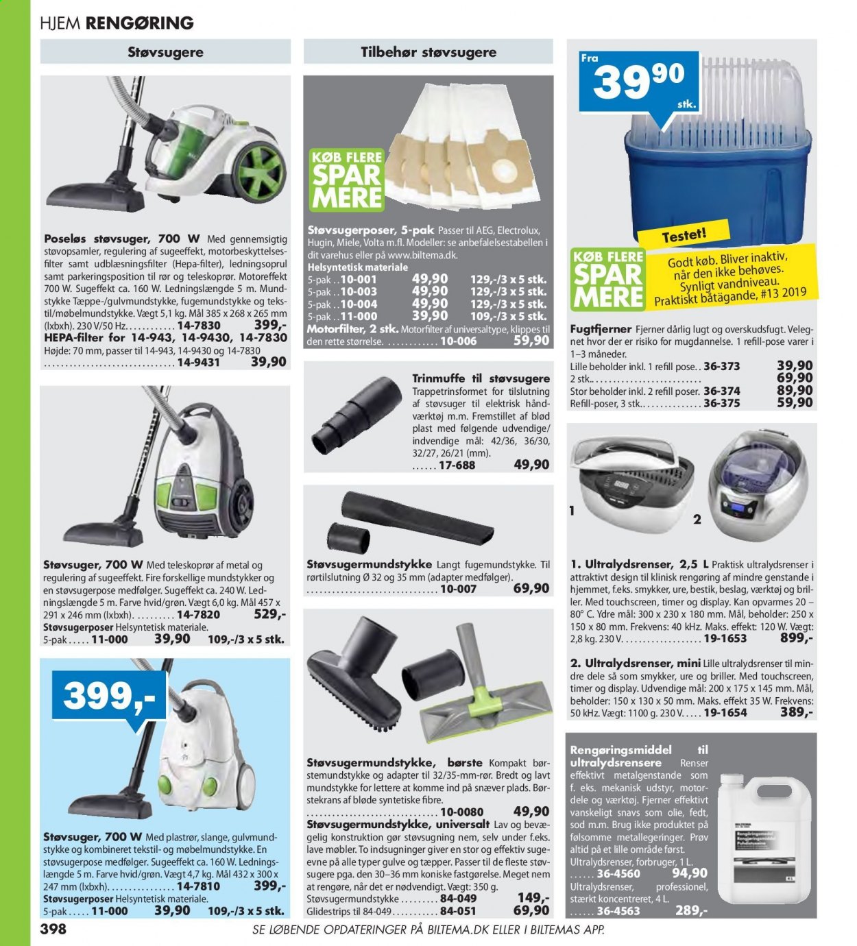 thumbnail - Biltema tilbud  - tilbudsprodukter - børste, bestik, briller, Electrolux, tæppe. Side 398.