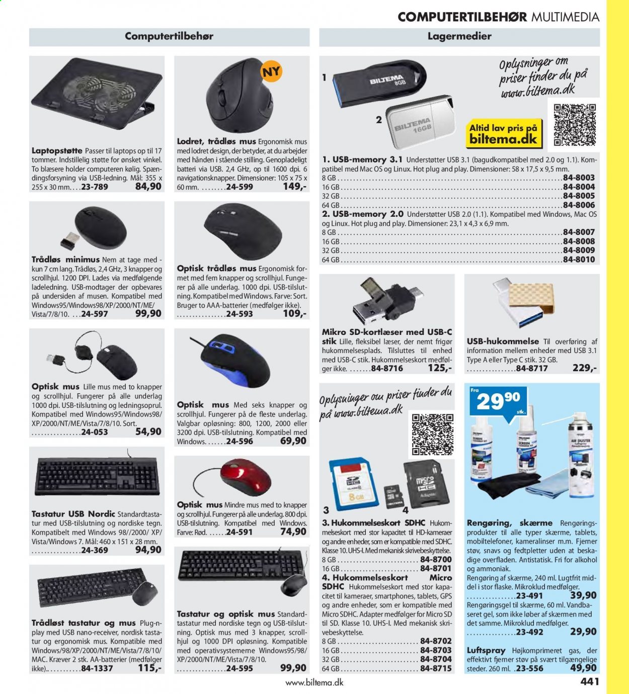 thumbnail - Biltema tilbud  - tilbudsprodukter - hukommelseskort, SDHC. Side 441.