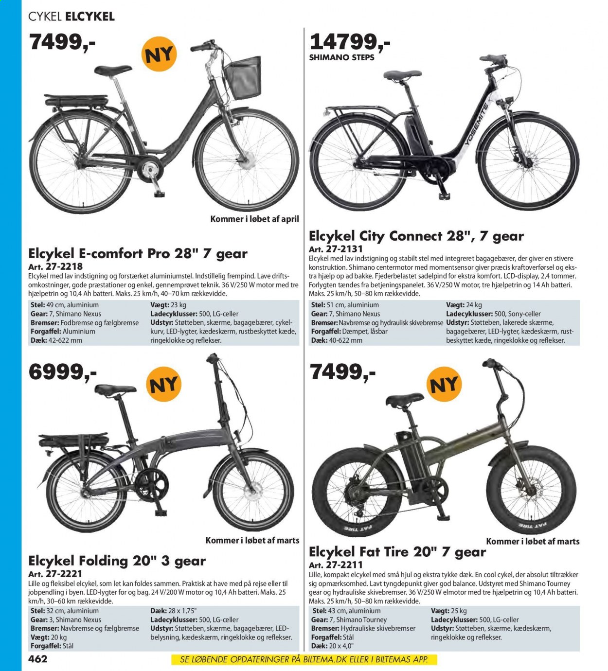 thumbnail - Biltema tilbud  - tilbudsprodukter - LG, Sony, elektrisk cykel, Shimano, cykel. Side 462.