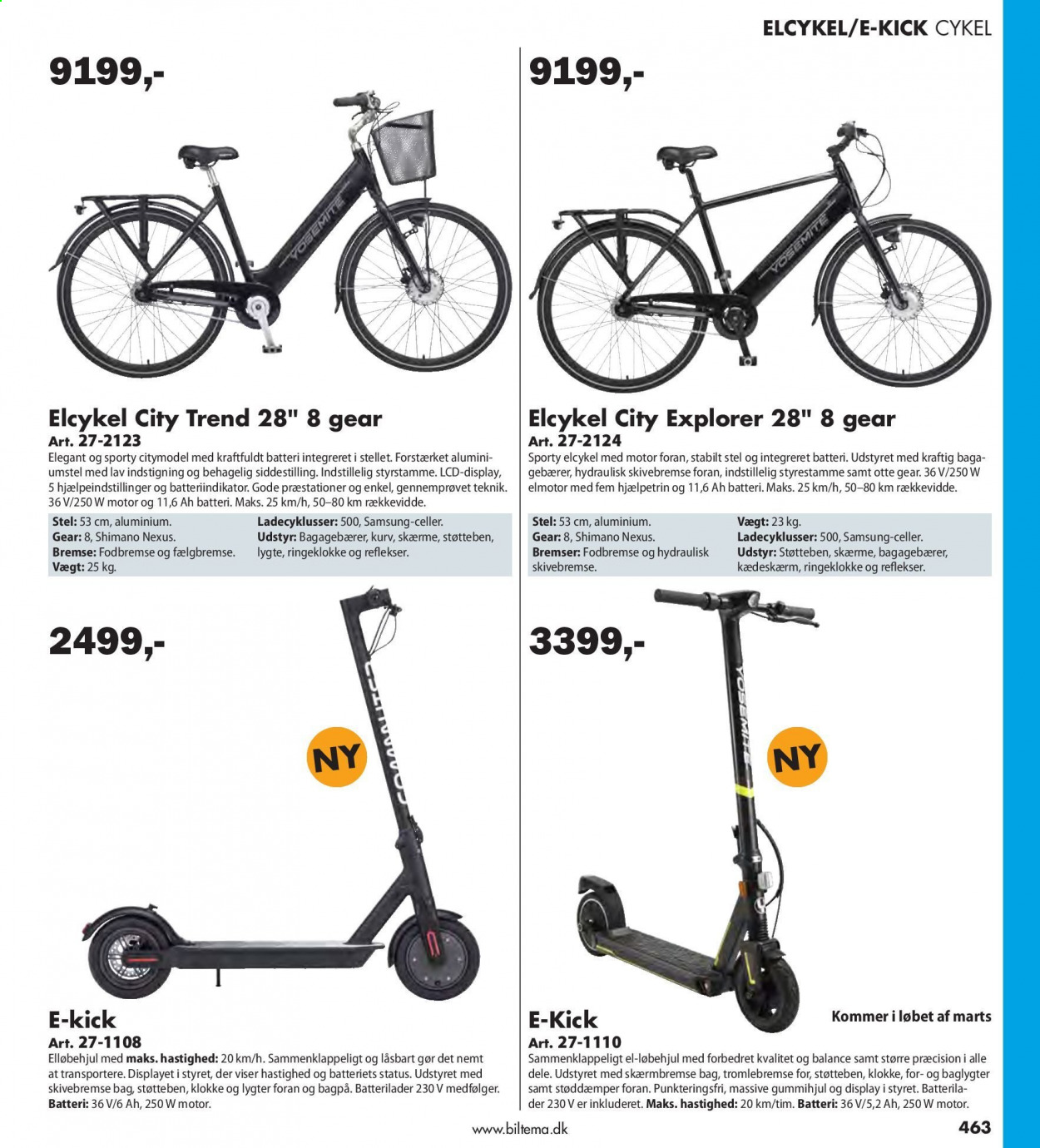 thumbnail - Biltema tilbud  - tilbudsprodukter - Samsung, elektrisk cykel, Shimano, cykel. Side 463.