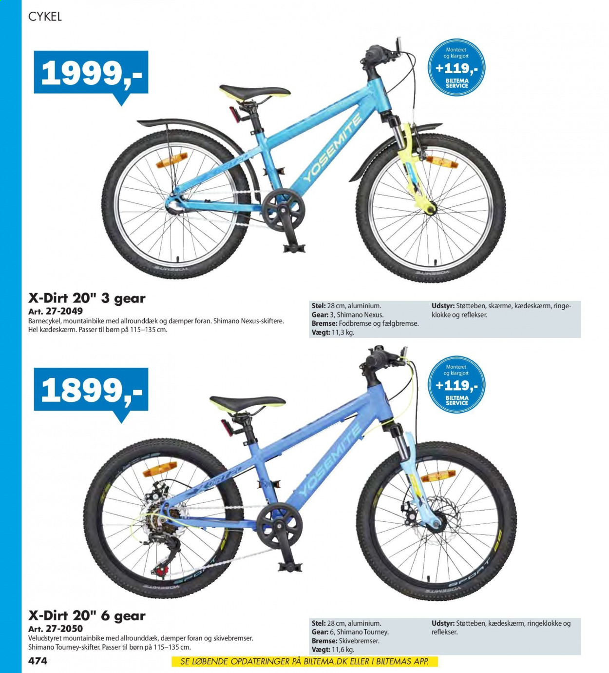 thumbnail - Biltema tilbud  - tilbudsprodukter - Shimano, cykel, mountainbike. Side 474.