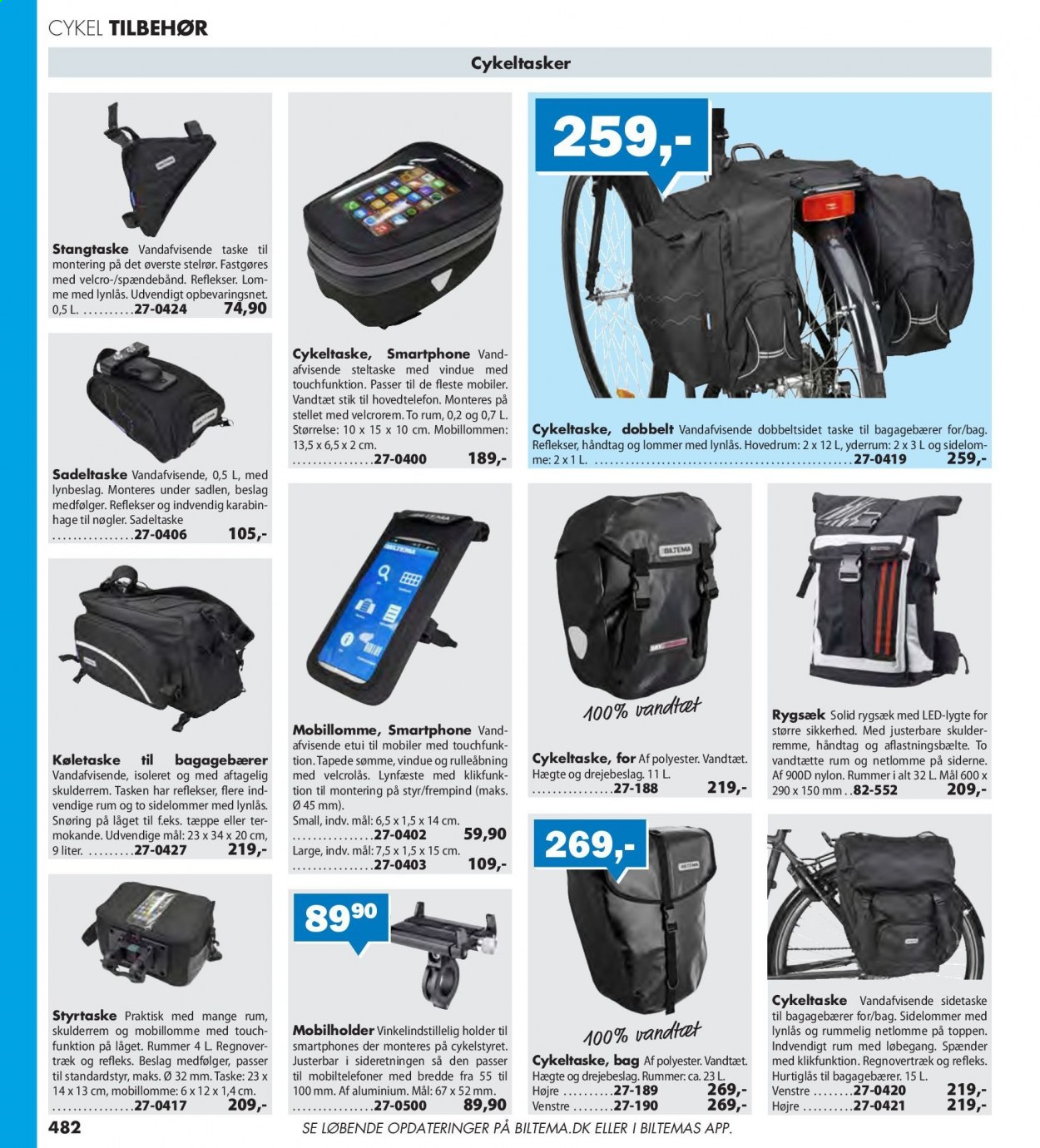 thumbnail - Biltema tilbud  - tilbudsprodukter - køletaske, taske, cykel, cykeltaske, tæppe. Side 482.