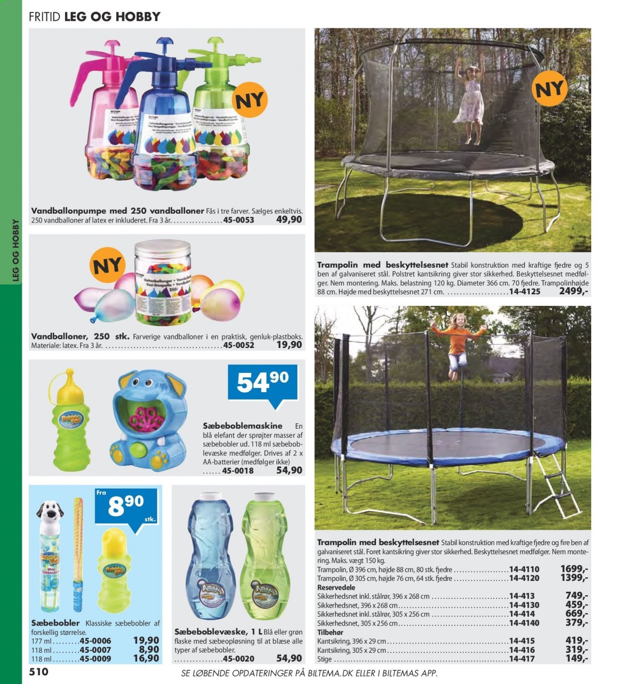 thumbnail - Biltema tilbud  - tilbudsprodukter - trampolin, stige. Side 510.