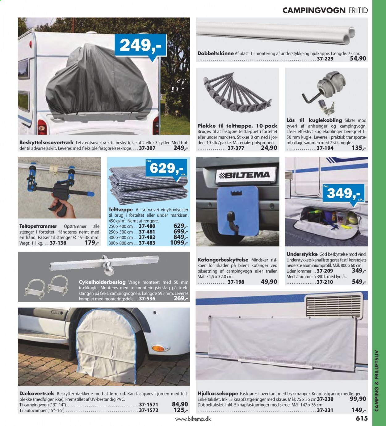 thumbnail - Biltema tilbud  - tilbudsprodukter - cykel, telt, skrue. Side 615.
