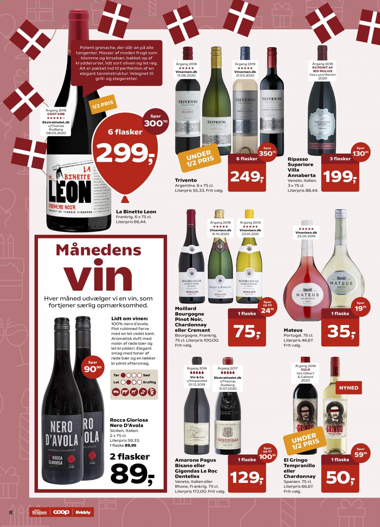 thumbnail - SuperBrugsen tilbud  - 5.3.2021 - 11.3.2021 - tilbudsprodukter - blomme, kirsebær, oliven, ris, Chardonnay, Pinot Noir, vin. Side 8.