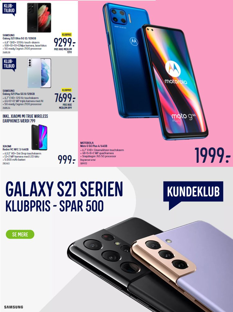 thumbnail - Elgiganten tilbud  - 15.3.2021 - 21.3.2021 - tilbudsprodukter - Samsung, Xiaomi, Motorola, Samsung Galaxy. Side 1.