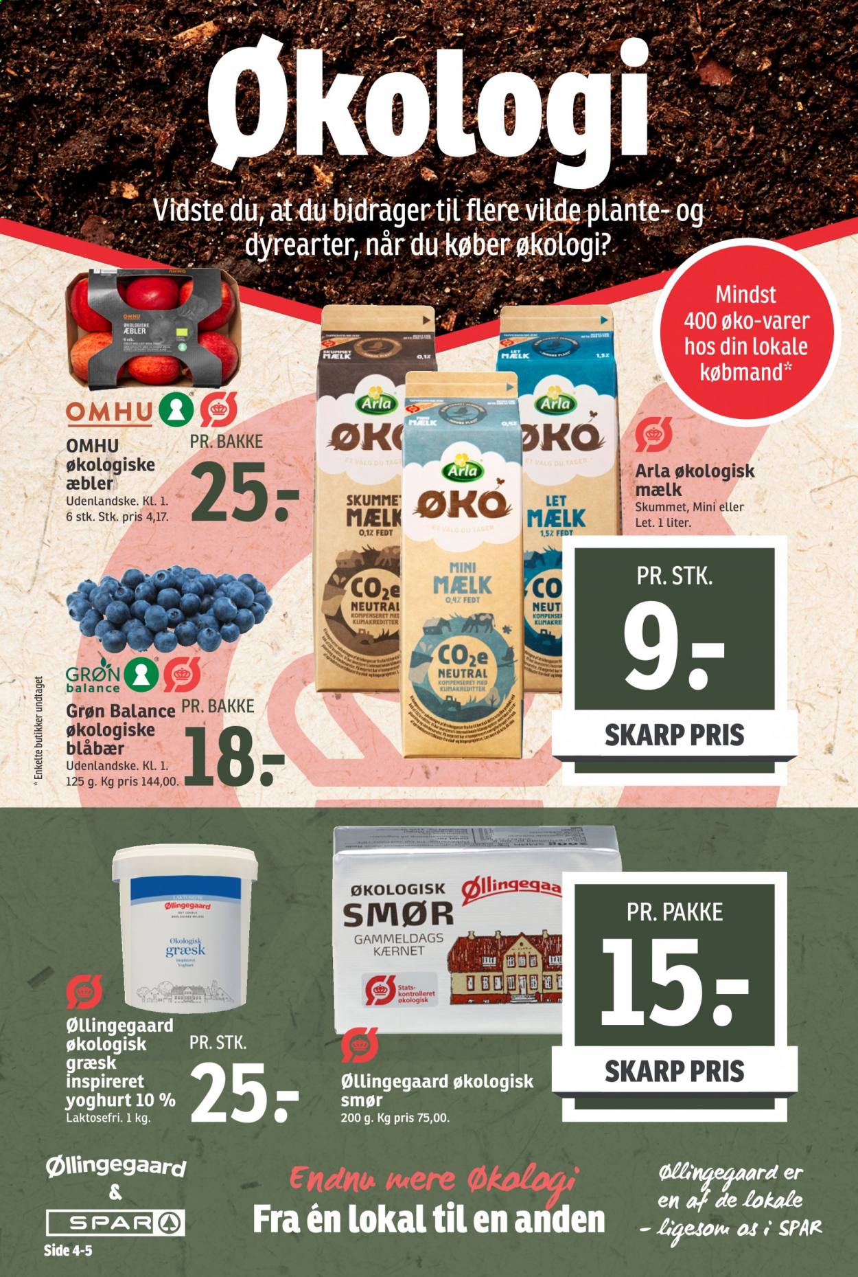 thumbnail - SPAR tilbud  - 6.4.2021 - 9.4.2021 - tilbudsprodukter - æbler, Arla, Øllingegaard, yoghurt, mælk, smør. Side 4.