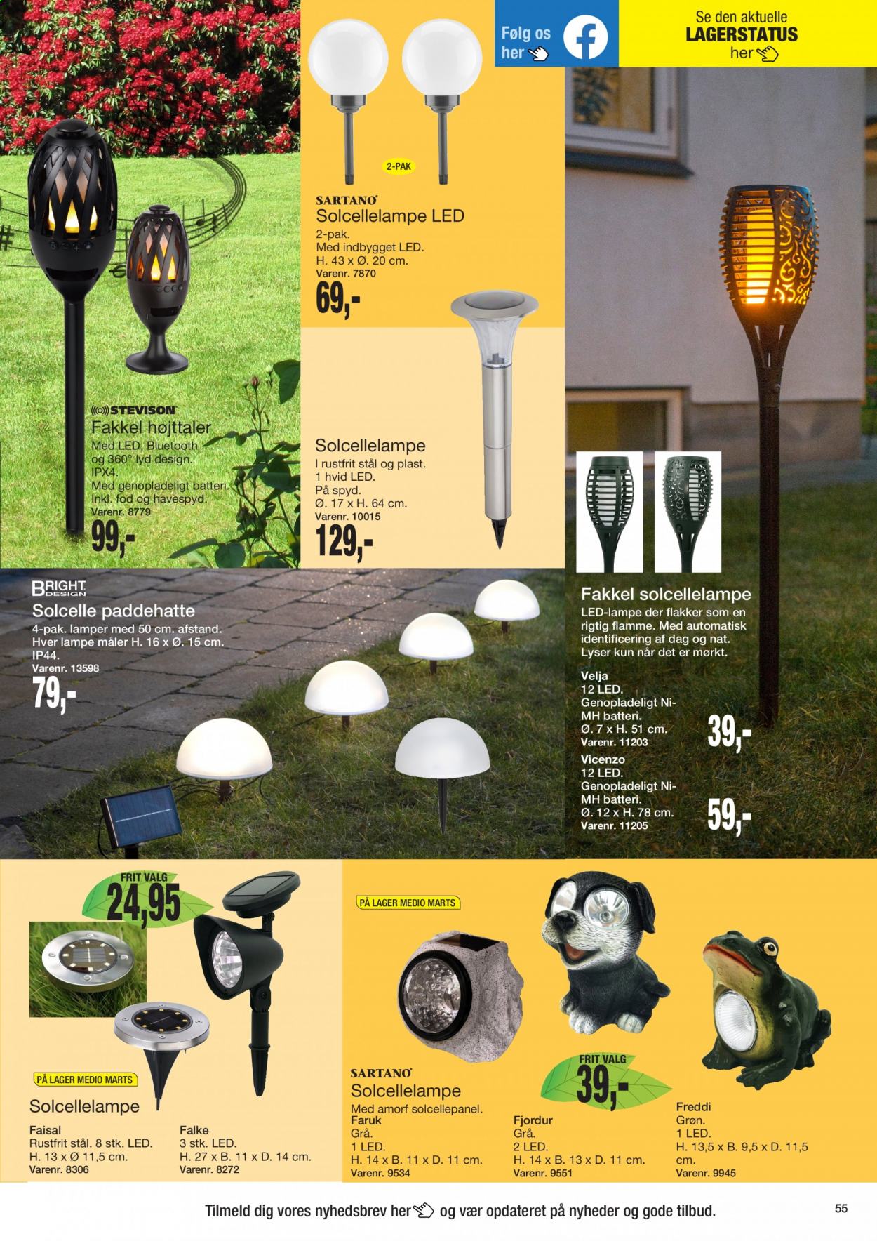 thumbnail - Harald Nyborg tilbud  - 8.4.2021 - 14.4.2021 - tilbudsprodukter - lampe, solcellelampe. Side 55.