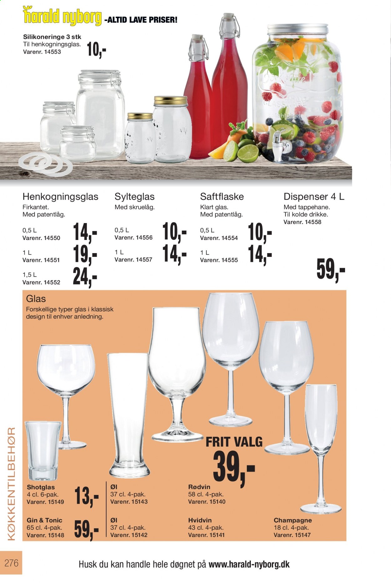 thumbnail - Harald Nyborg tilbud  - tilbudsprodukter - dispenser, glas, køkkentilbehør. Side 276.