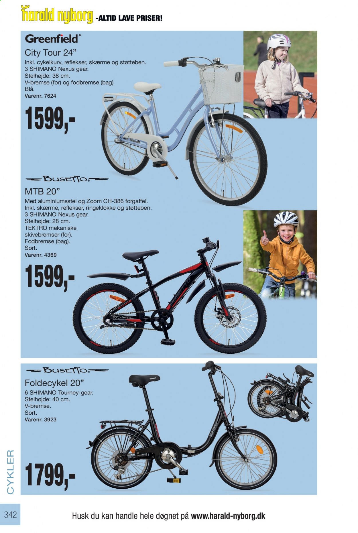 thumbnail - Harald Nyborg tilbud  - tilbudsprodukter - Shimano, foldecykel, cykelkurv. Side 342.