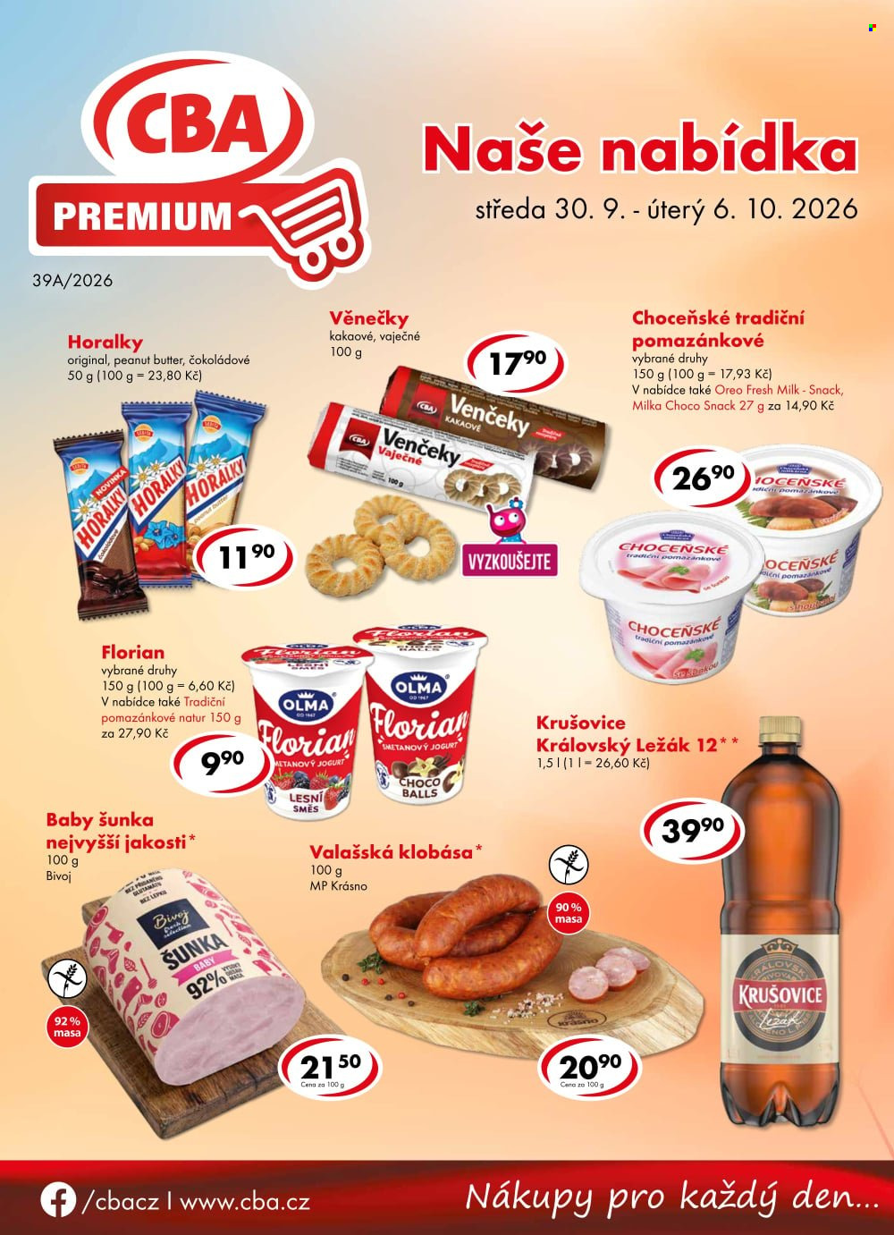 Leták CBA Premium - 30.9.2026 - 6.10.2026. Strana 1
