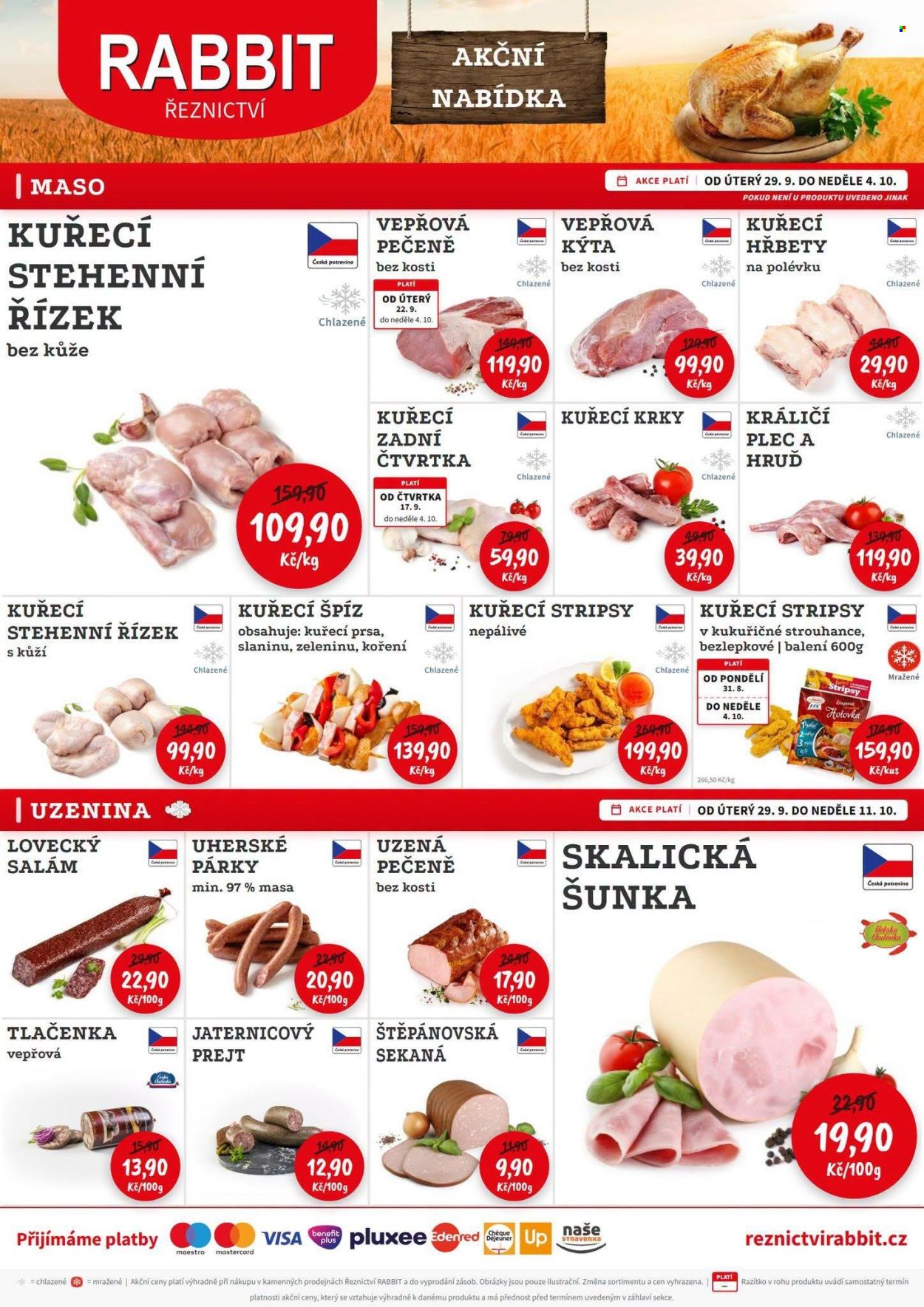 Leták RABBIT řeznictví - 29.9.2026 - 4.10.2026. Strana 1