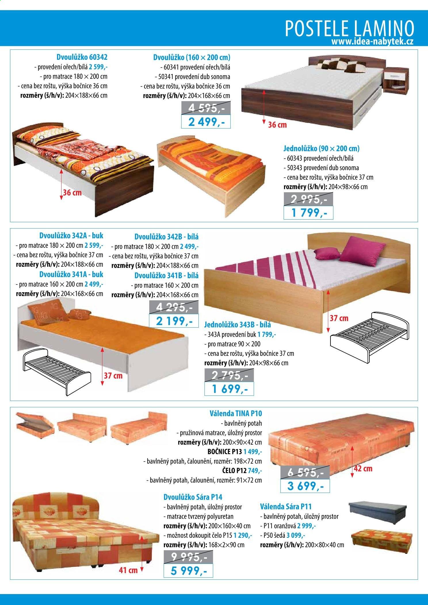 thumbnail - Leták IDEA nábytek - Produkty v akci - válenda, dvoulůžko, postel, matrace, pružinová matrace. Strana 13.
