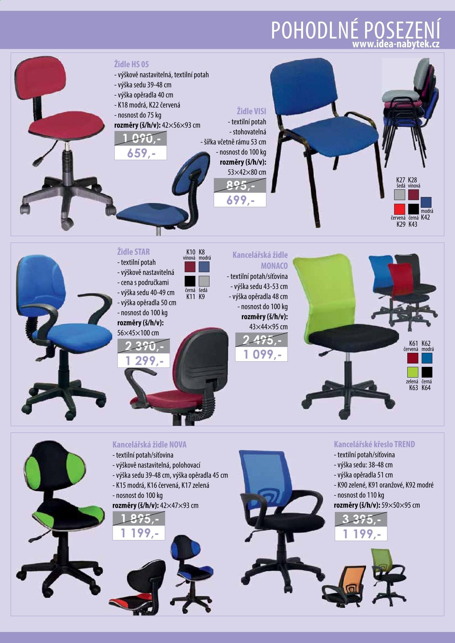 thumbnail - Leták IDEA nábytek - Produkty v akci - židle, kancelářská židle. Strana 49.