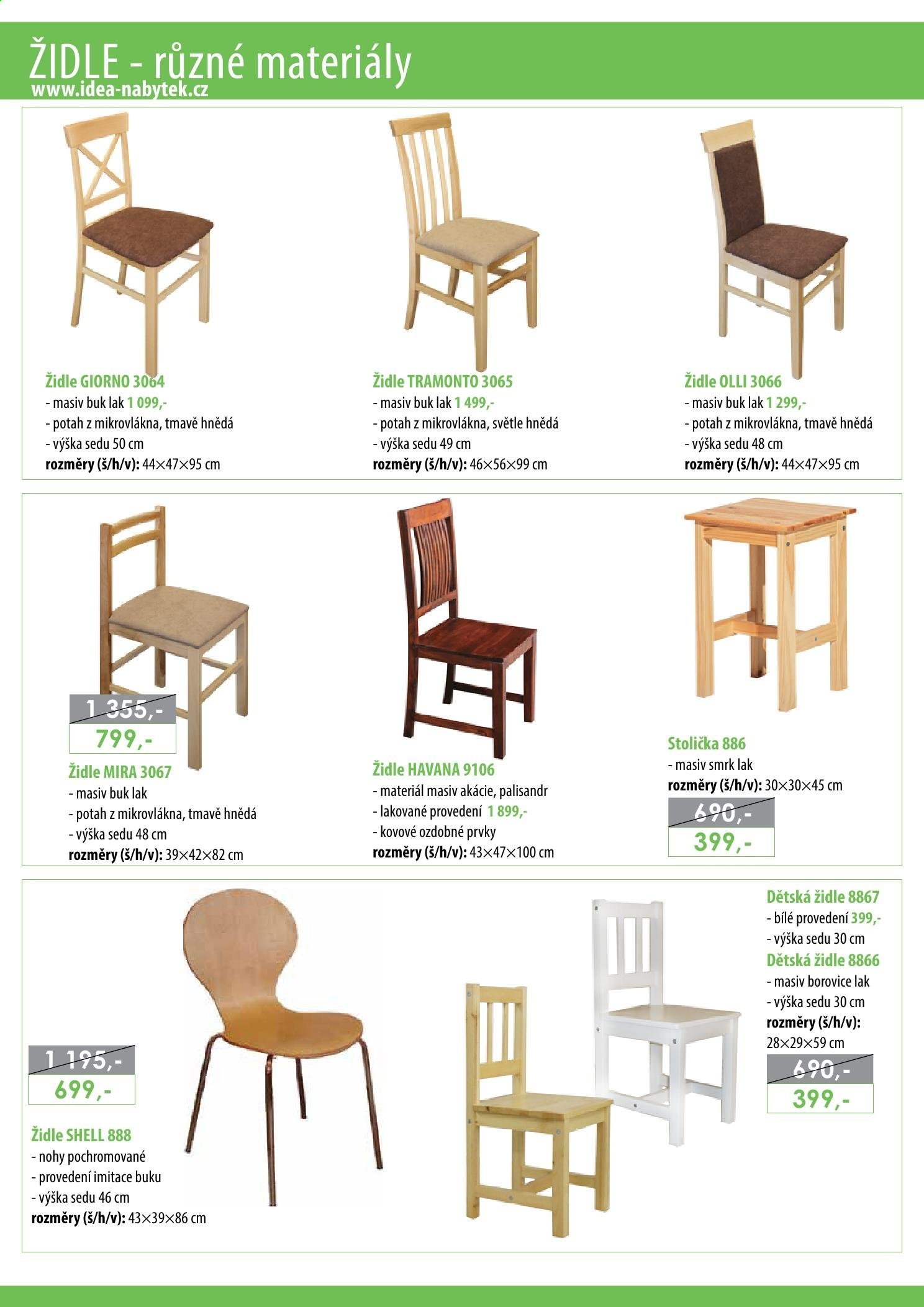 thumbnail - Leták IDEA nábytek - Produkty v akci - stolička, židle, dětská židle. Strana 54.