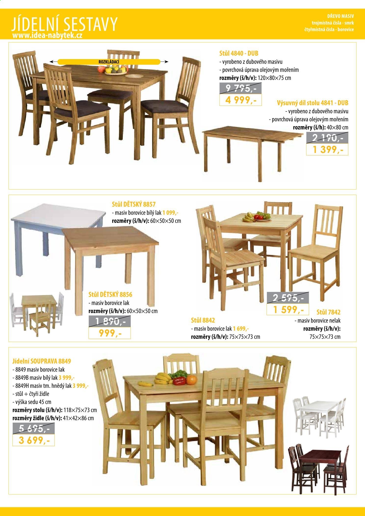 thumbnail - Leták IDEA nábytek - Produkty v akci - stůl, židle. Strana 58.