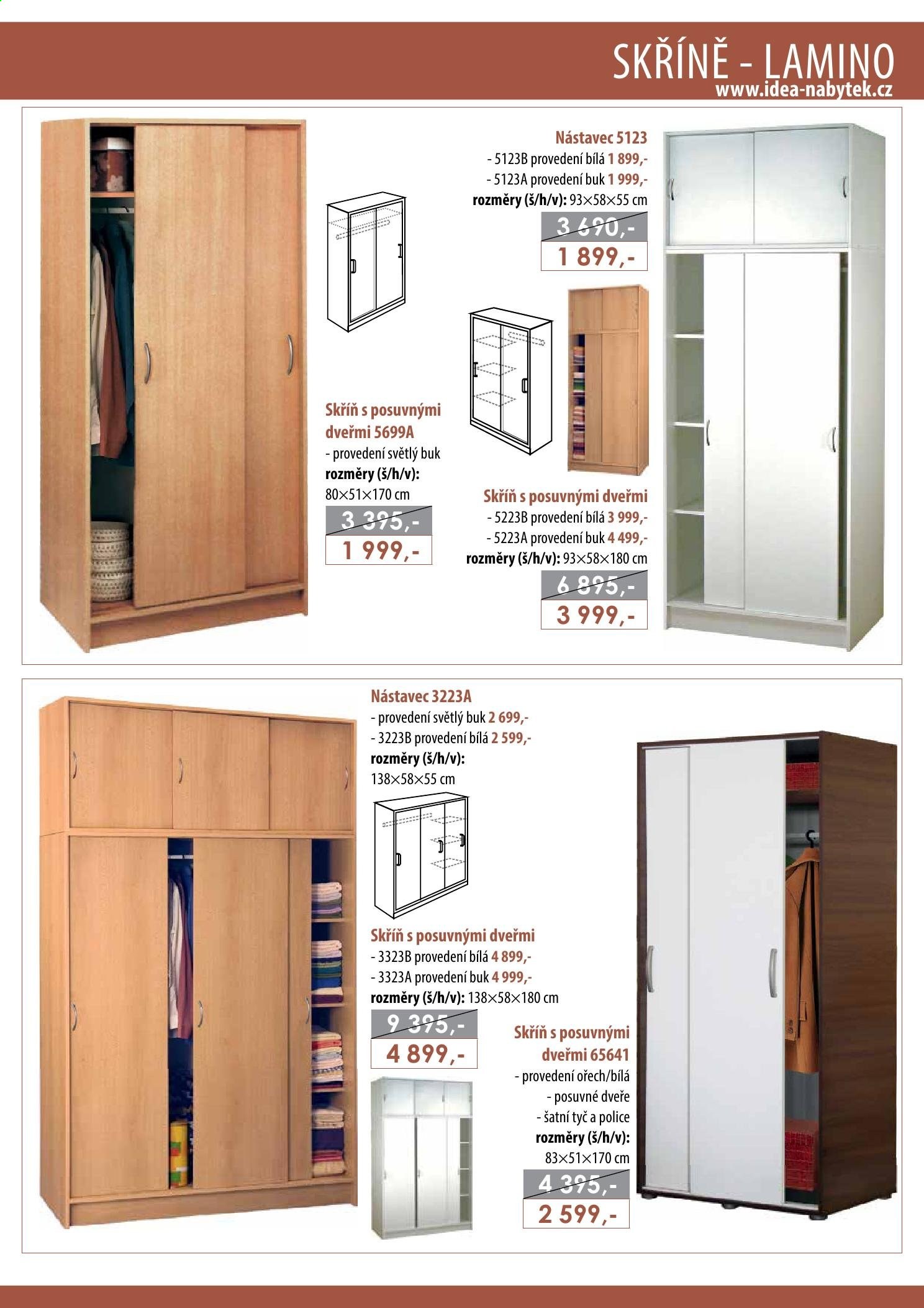 thumbnail - Leták IDEA nábytek - Produkty v akci - skříň, skříň s posuvnými dveřmi. Strana 73.