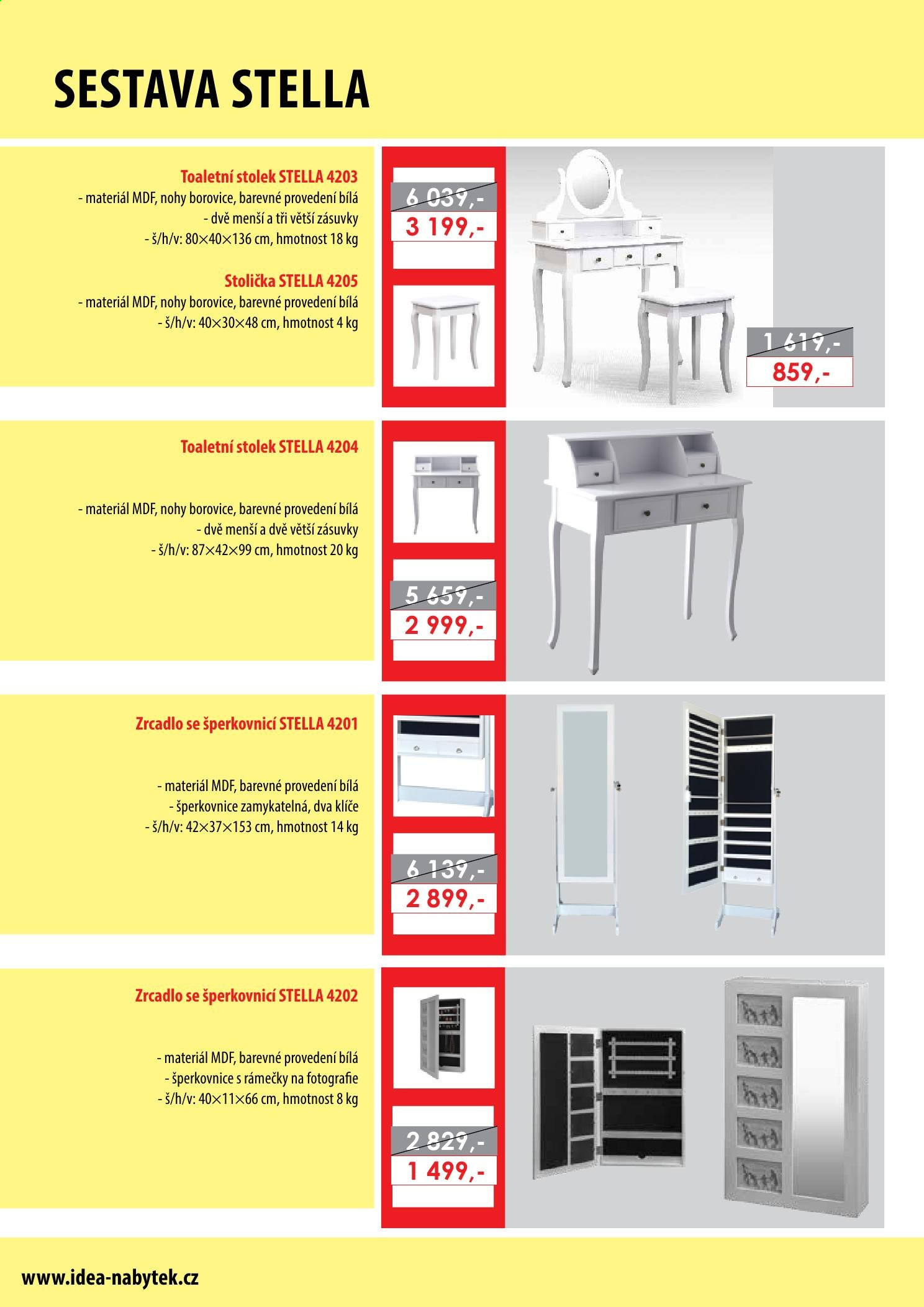 thumbnail - Leták IDEA nábytek - Produkty v akci - stolek, stolička, toaletní stolek, rámeček, šperkovnice, zrcadlo. Strana 93.