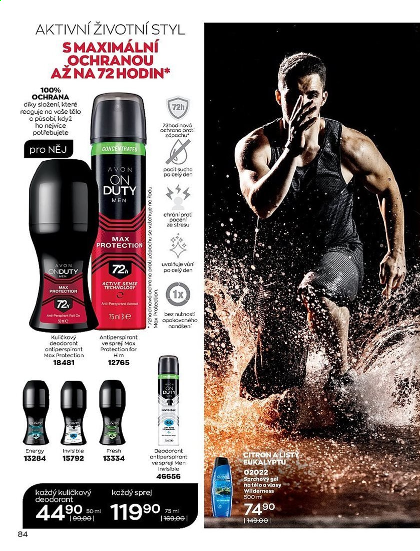 thumbnail - Leták AVON - 1.1.2021 - 31.1.2021 - Produkty v akci - sprchový gel, Avon, deodorant, kuličkový deodorant. Strana 84.
