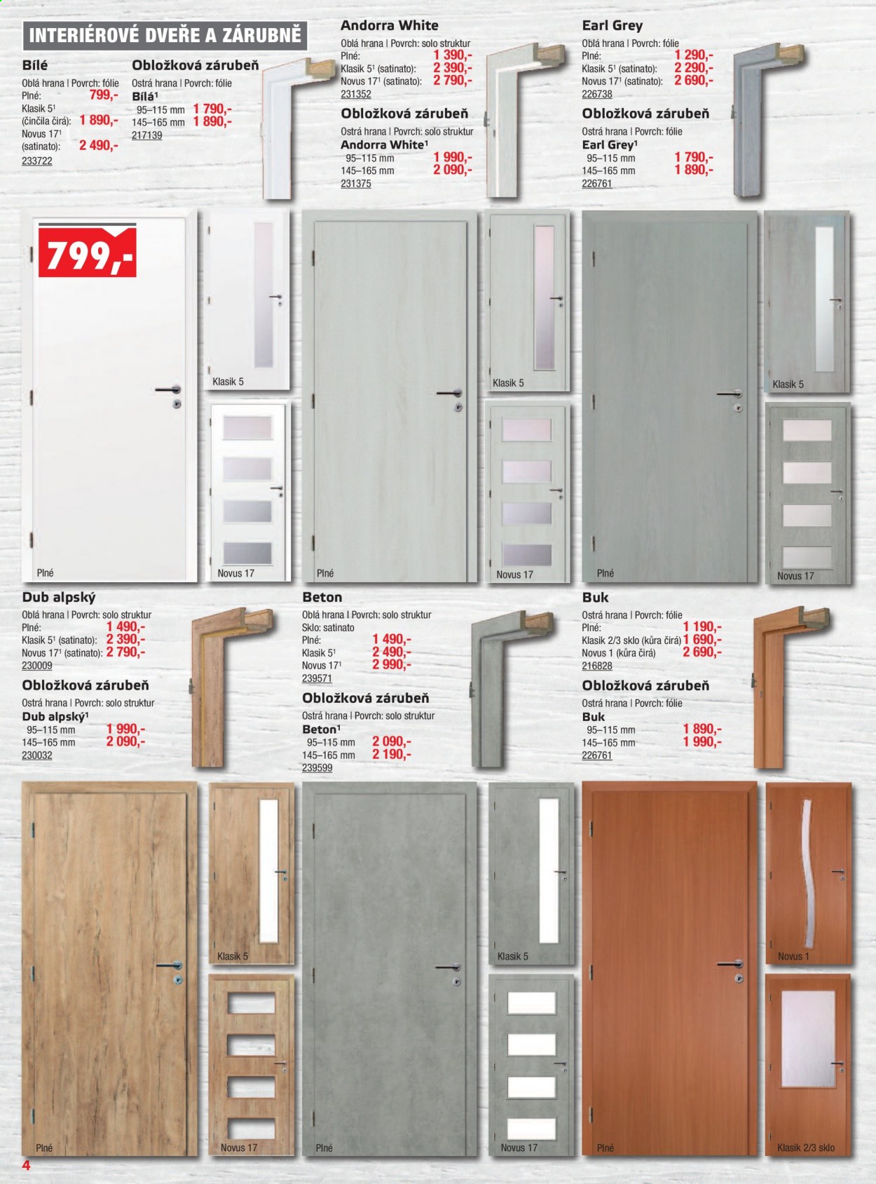 thumbnail - Leták UNI HOBBY - 7.1.2021 - 31.1.2021 - Produkty v akci - beton, interiérové dveře, dveře. Strana 4.