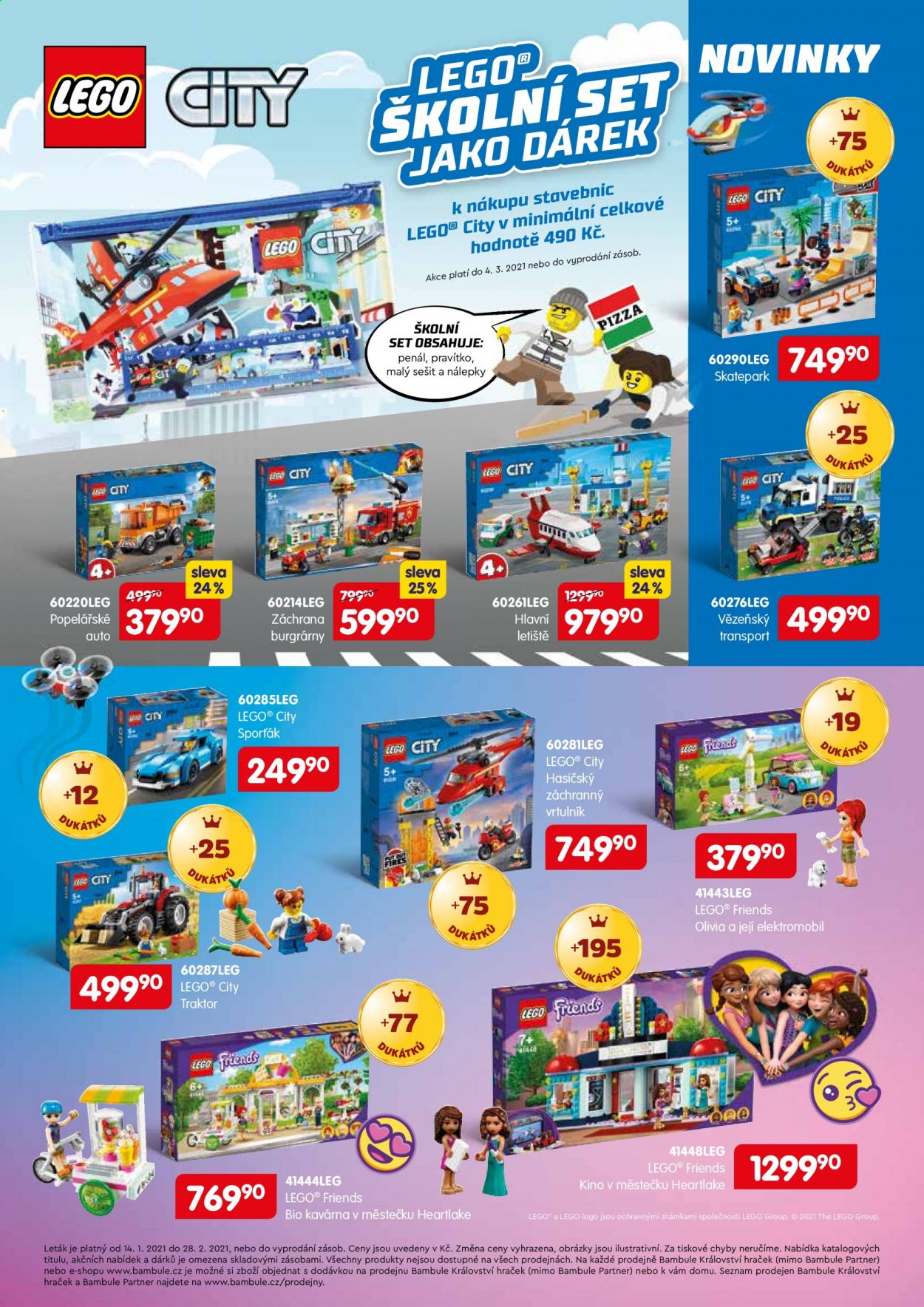 thumbnail - Leták Bambule - Produkty v akci - popelářský vůz, vězeňský transport, letiště, traktor, LEGO City, vrtulník, LEGO Friends. Strana 8.