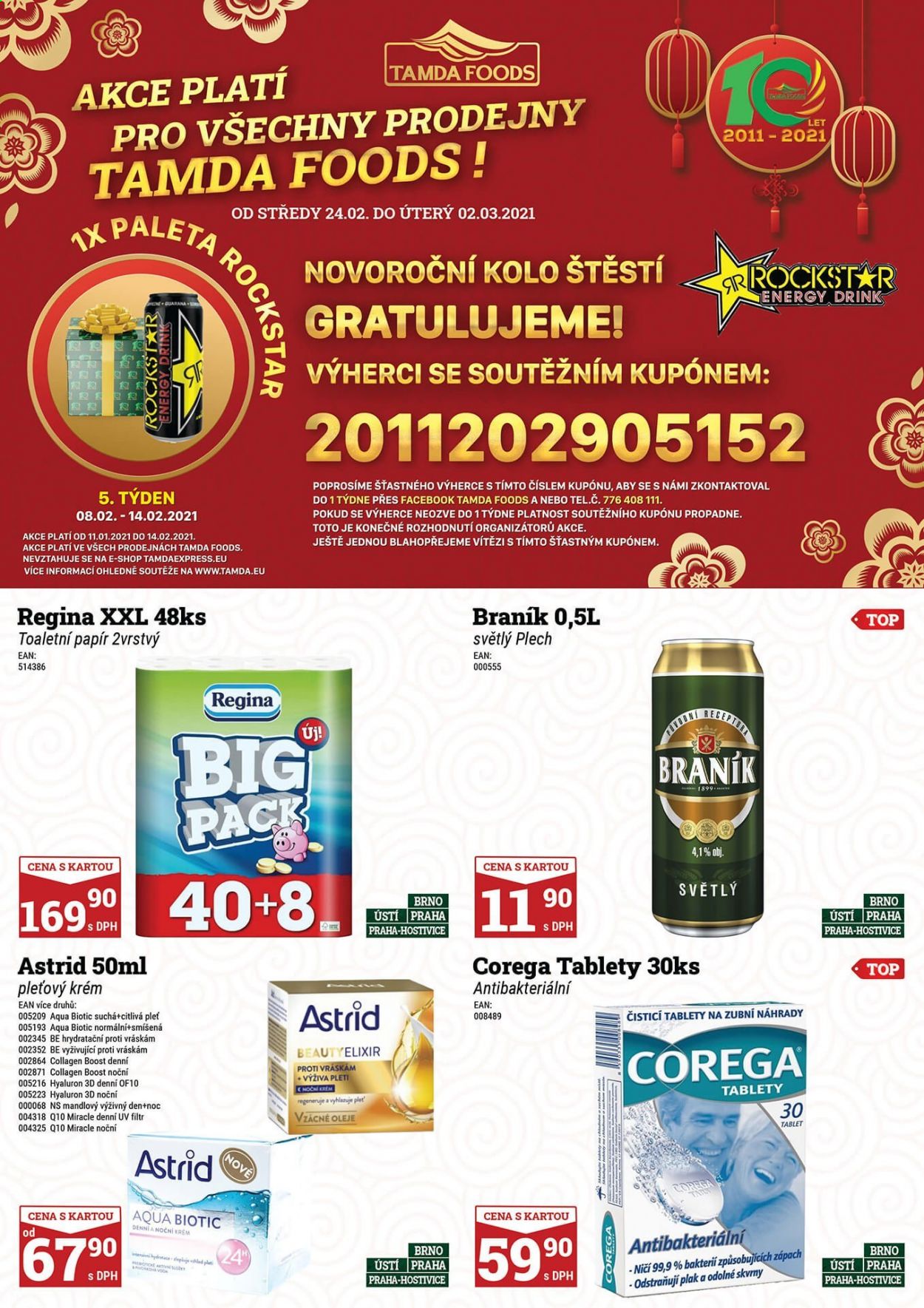 Leták Tamda Foods - 24.2.2021 - 2.3.2021. Strana 1