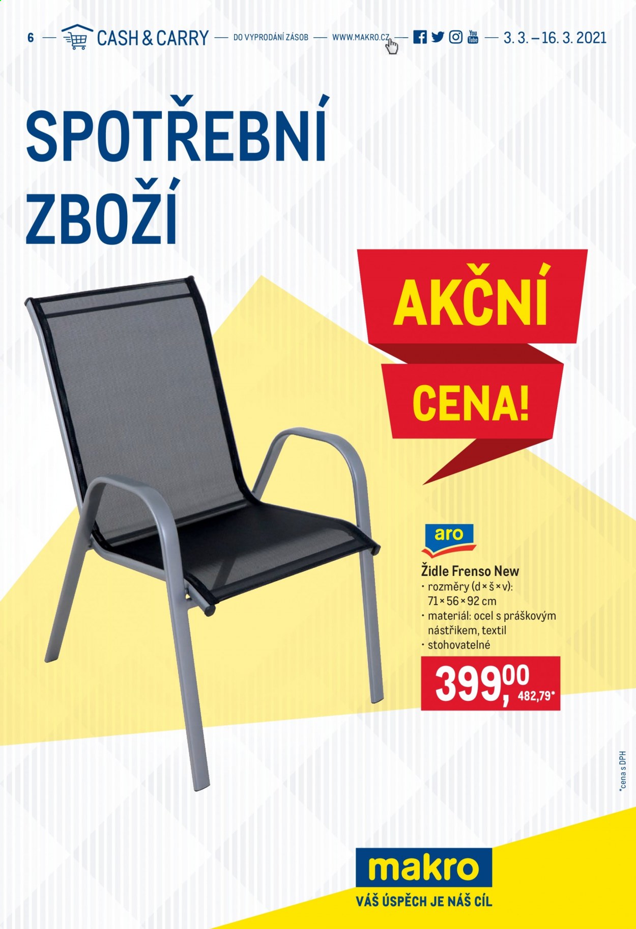 thumbnail - Leták MAKRO - 3.3.2021 - 16.3.2021 - Produkty v akci - židle, zahradní židle. Strana 1.