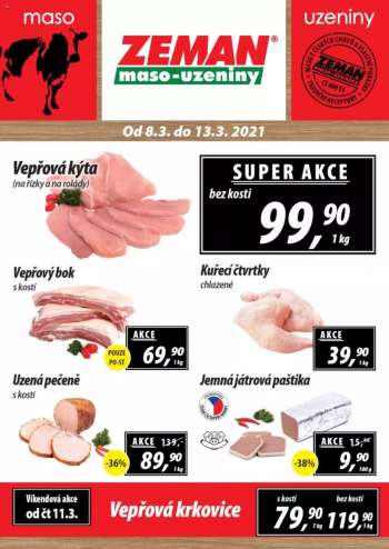 Leták ZEMAN maso-uzeniny - 8.3.2021 - 13.3.2021.
