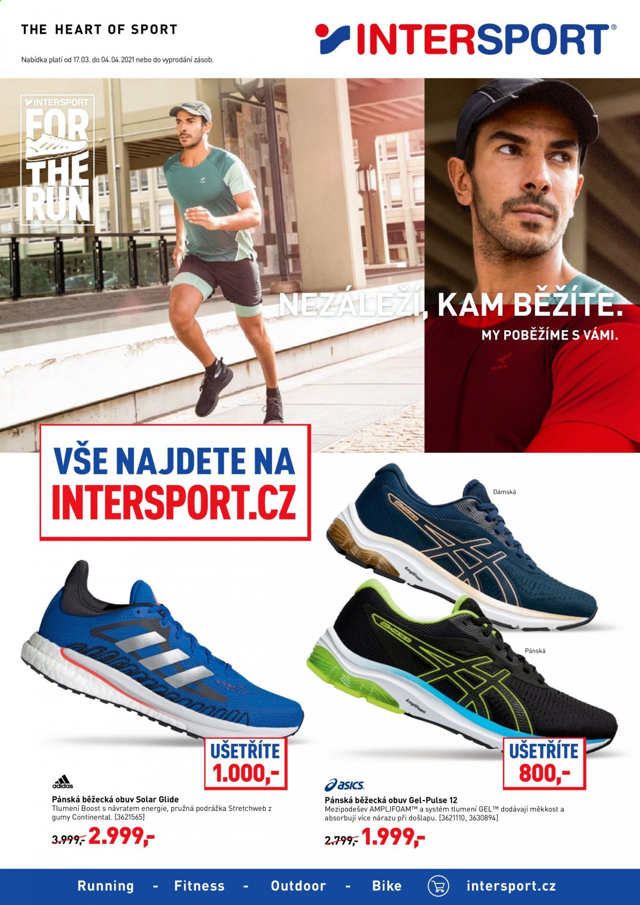 thumbnail - Leták INTERSPORT - 17.3.2021 - 4.4.2021 - Produkty v akci - Adidas, běžecká obuv, boty. Strana 1.